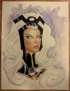 2018 SDCC MICHAEL DOONEY STORM ORIGINAL ART COMMISSION X-MEN 9""X12"" MARVEL - Foto 1 di 2