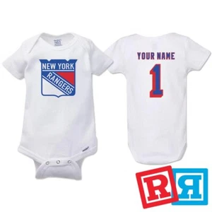 Personalized New York Rangers Gerber Baby Onesie® Cotton Custom Bodysuit - Picture 1 of 7