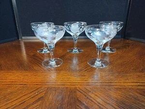 JUEGO DE 5 COUPÉS COPA DE VINO CHAMPAGNE CRISTAL GRABADO TRANSPARENTE - Imagen 1 de 8