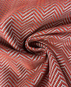 7.75 yd Herman Miller True Herringbone Vermillion Red Upholstery Fabric 22405 - Picture 1 of 12