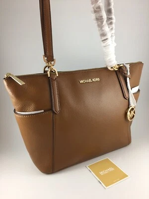 MICHAEL KORS TAN SOFT LEATHER LARGE ZIP TOP BEDFORD TOTE SHOULDER BAG BNWT - Image 1 of 4