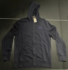 Oakley Fleece Men’s Large Full Zip Hoodie “Almost An Unfair Advantage” Dark Blue - Picture 1 of 4