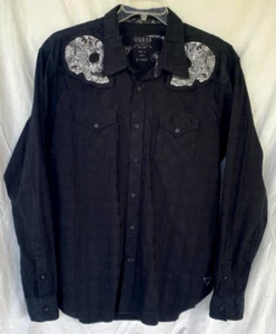 VTG..GUESS..GOTH..SKULLS..GUESS..TEXTURED..BUTTON DOWN..COTTON..SHIRT..MEN XL - Picture 1 of 5