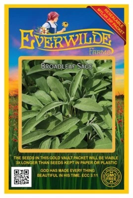 200 Broadleaf Sage Herb Seeds - Everwilde Farms Mylar Seed Packet - Image 1 of 3