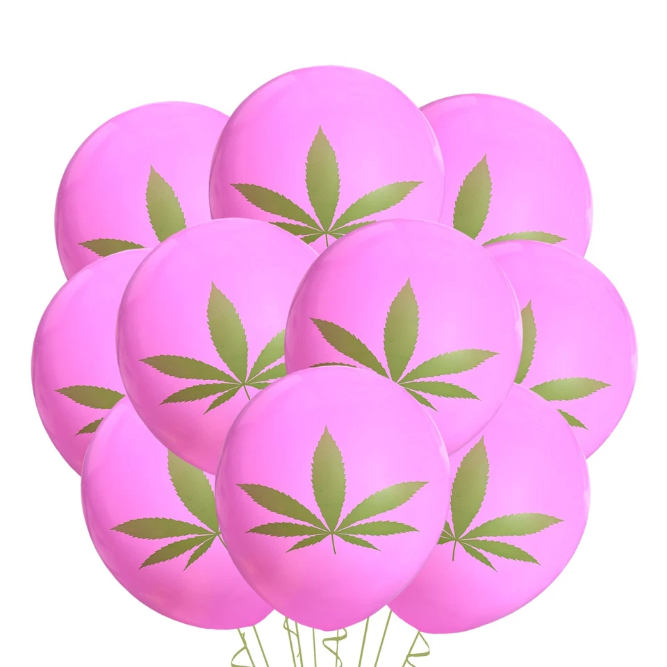12 Count Pink Weed Balloon Birthday Party Decorations 420 Marijuana Cannabis - Image 1 of 1