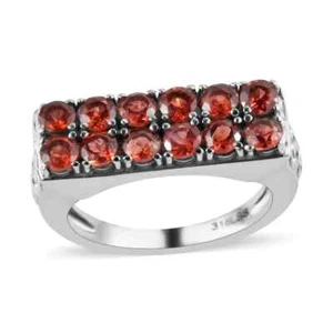 Ring 12 Stone: Natural Red Mozambique Garnet in 316L Stainless Steel Size 6 NEW - Picture 1 of 6