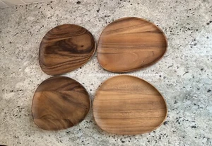 Ohom Acacia Wood Dinner Plates, Set Of 4 - Picture 1 of 12