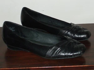 CLARKS Artisan BLACK LEATHER Ballet FLATS Size 7.5M 87429 - Picture 1 of 4