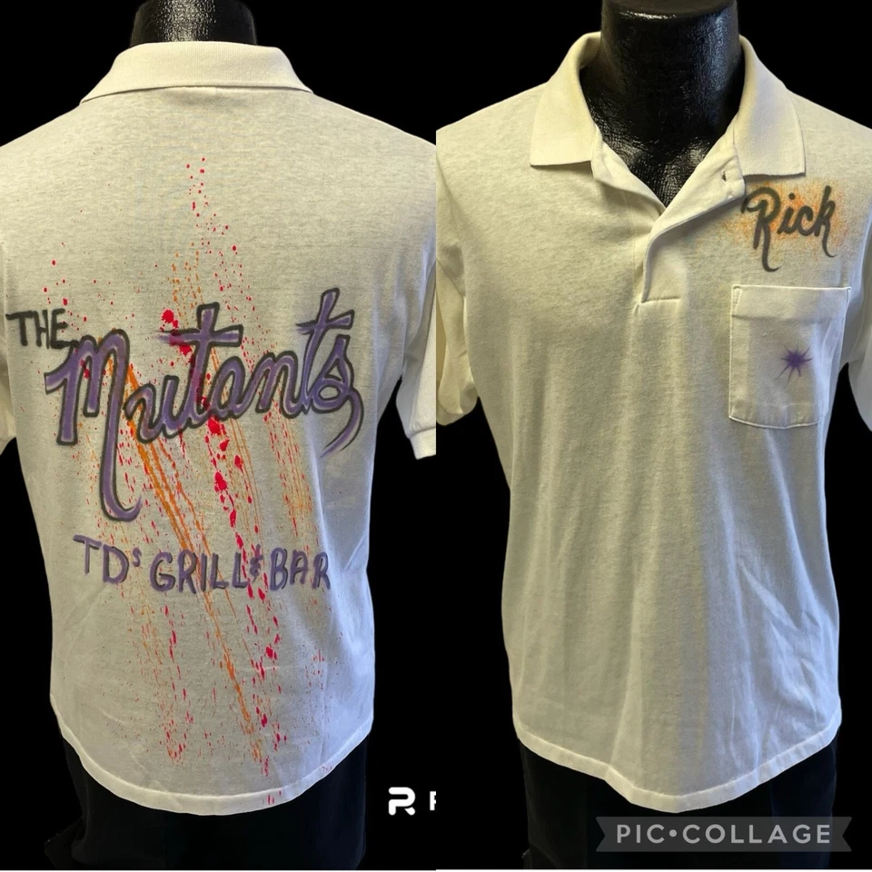 Vtg 80’s First Event MUTANTS TD's GRILL & BAR Rick Spray Paint Polo 50/50 Shirt - Image 1 of 4
