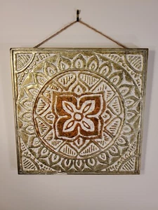Metal Wall Art Mural Flower Raised Imprint - Picture 1 of 5