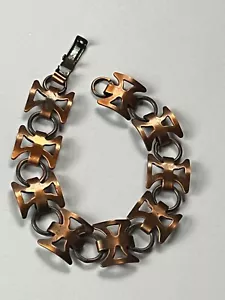 Vintage Solid Copper Marked Cut-out Hour Glass Shaped Link Southwest Bracelet - - Picture 1 of 8