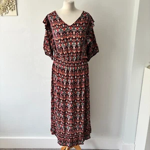 Mantaray Debenhams Multicolour Patterned Boho Midi Midaxi Dress Fits Size 18 VGC - Picture 1 of 11