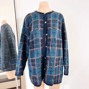 Regatta Vintage Chunky Knit Cardigan Size L Womens Jumper Wool Blend Check Print - Bild 1 von 24