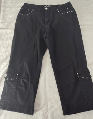Ethyl Women's Black Denim Capri Pants Jeweled Size 8 - Image 1 of 4