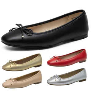 Women Ballerina Ballet Flat Shoes Square Toe Slip On Walking Flat Shoes - Picture 1 of 49