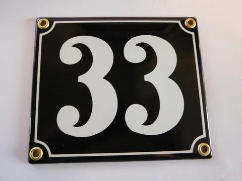 Berlin Black and White Enamel Porcelain House Door Number Street Sign / Plate 33 Cover