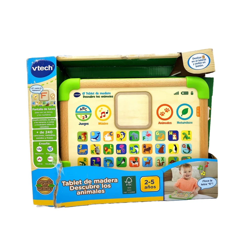Vtech Baby Interaktives Tablet Lerntablet aus Holz Natur Musik Tiere für Kinder - Bild 1 von 2