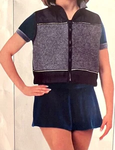 GK SKATE VEST GIRLS LARGE GRAY POLY FLEECE CRINKLE NYLON CROPPED RIBBON TRIM L - Picture 1 of 9