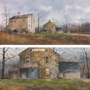 48W"x24H" LATE NOVEMBER by RAY HENDERSHOT -FALL AUTUMN COTTAGE CHOICES of CANVAS - Picture 1 of 10