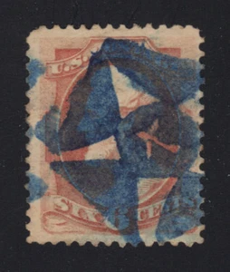 US #159 Bank Note 6c Lincoln - Blue Maltese Cross Fancy Cancel Cole #CSS-27 - Picture 1 of 2