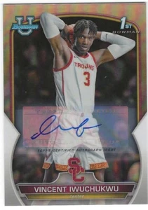 VINCENT IWUCHUKWU 22/23 Bowman Chrome U University 1st Auto REFRACTOR # 413/499 - Picture 1 of 2