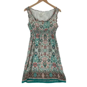 Studio M Shift Dress Womens Medium Multicolor Floral Cotton Pleated Sleeveless - Picture 1 of 17