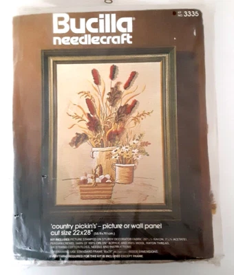 VTG - Bucilla - Country Pickin's - Cross Stitch - Boho Farm Flower Art #3335 - Image 1 of 4
