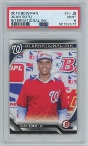 Juan Soto 2016 Bowman International Ink PSA 9 #II-JS Washington Nationals