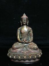 8.8" Antuque old temple tibetan Buddhism dynasty bronze Shakya Muni statue