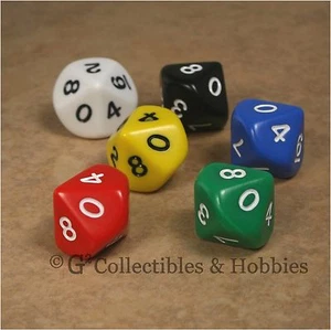 NEW Set of 6 D10 Gaming Dice Ten Sided Die RPG D&D D10s Koplow 6 Colors - Picture 1 of 1