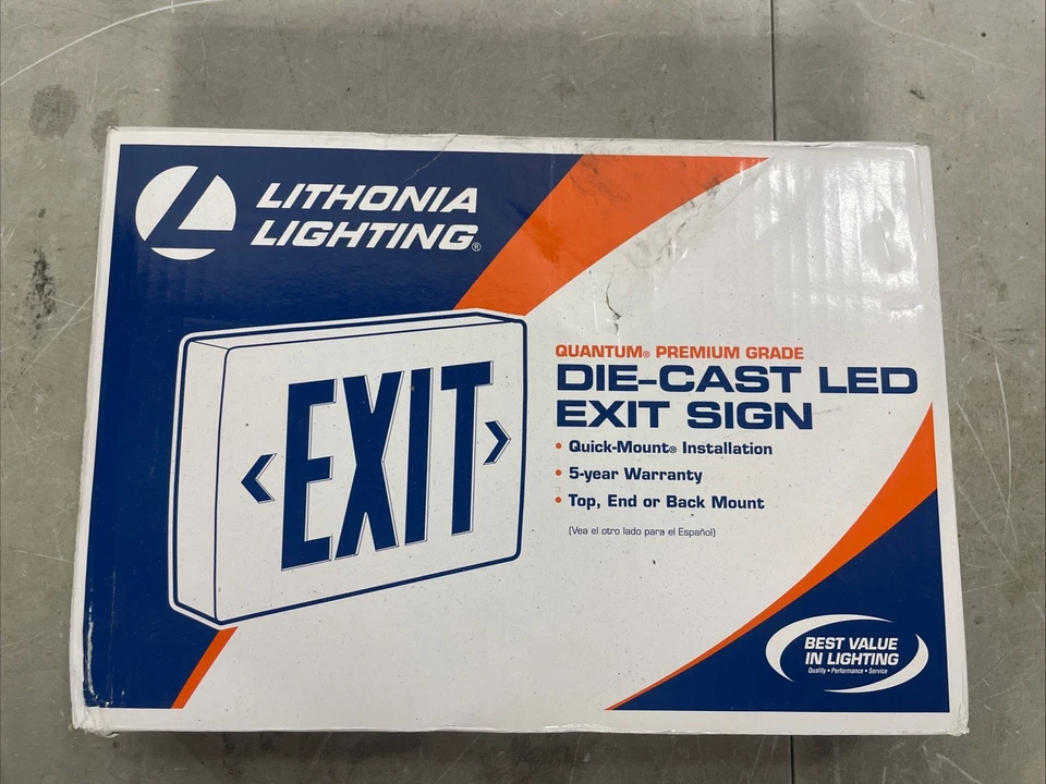 Lithonia LQC W 1 R Single Face 120/277V Red LED Exit Sign, White *Free Shipping* - Image 1 of 1