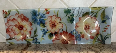 PRIMA DESIGNS LISA AUDIT VIDRIO PINTADO FLORAL 18.5" PLATO/PLATO DIVIDIDO Foto 1 de 4