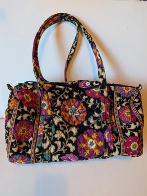 Vera Bradley Weekender Duffle Bag Retired Quilted Tote Suzani Black Floral - Image 1 of 4