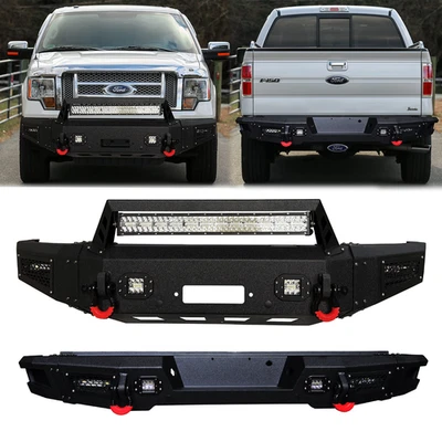 Vijay For 2009-2014 Ford F150  Steel Front/Rear Bumper W/Winch Plate&LED Lights Foto 1 de 4