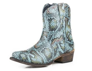 Roper Western Boots Womens Ava Snake 7 B Blue 09-021-1567-2718 BU - Picture 1 of 1