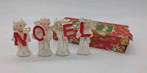 1950's Noel Angels Candle Holder Set Porcelain Figurines in Box Commodore Japan - Picture 1 of 22