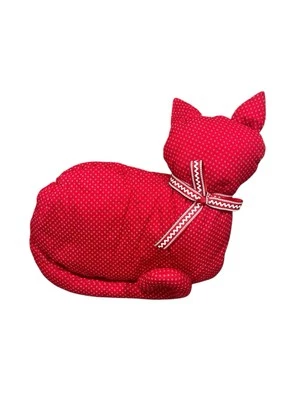 Almohada para gato de tela roja de colección Cottagecore Grannycore casa de campo  Foto 1 de 4