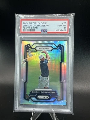 2024 POP #1 Panini Prizm LIV Golf #35 Bryson DeChambeau Silver Prizm PSA 10 Gem - Image 1 of 2