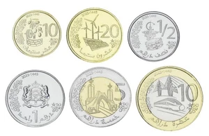 MARRUECOS  20 Céntimos 1/2 ,1, 5 ,10 Dirhams 2023 Marruecos Set 6 monedas - Imagen 1 de 2