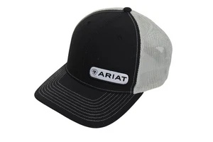 Richardson Ariat Shield Logo Mesh Baseball Cap Hat Adjustable Black and White OS - Picture 1 of 7
