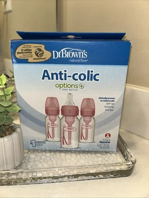 Dr. Brown’s Options+ Anticólicos 4oz. Biberones *Paquete de 3 en rosa Lev 1 pezón 0m+ Foto 1 de 4