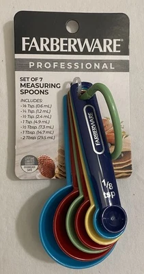Farberware Professional Measuring Spoons Set of 7 Multicolor Durable Plastic NIP - Image 1 of 3