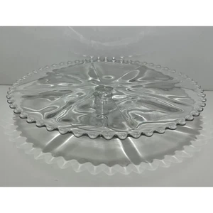 10" Round Glass Serving Plate Platter Cake Pie Pedestal Ruffled Edge - Imagen 1 de 4