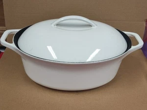 Waterford 6 Pint Cast Iron Enamel Casserole Dish with Lid White Dutch Oven  - Picture 1 of 12
