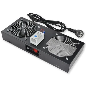 Dachlüftereinheit für Netzwerkschrank - 1 Lüfter - Schalter -Thermostat -schwarz - Afbeelding 1 van 5