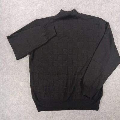 Linea Uomo Sweater Men 50 XL Black Merino Wool Cable Knit Jumper Mock Neck Soft - Image 1 of 4