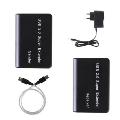 100m 4-Port USB 2.0 Ethernet Extender Hub RJ45 Netzwerk LAN über Cat5/Cat5e/Cat6 - Bild 1 von 4