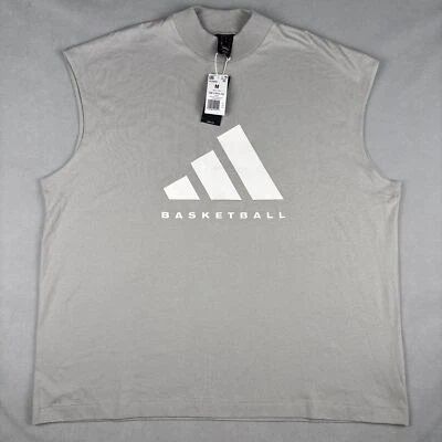 Camiseta Adidas Baloncesto Sin Mangas Hombres M Gris Metálico Corte Atlético Top Nueva con Etiquetas Foto 1 de 4