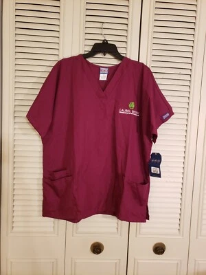 Cherokee Workwear Women's 3-Pocket V-Neck Scrub Top - 4700 Wine Size L NEW Logo - Image 1 of 4