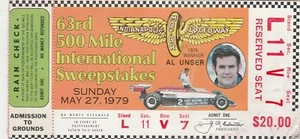 INDIANAPOLIS 500 1979 RAIN CHECK WITH 1978 WINNER AL UNSER PHOTO - Bild 1 von 1